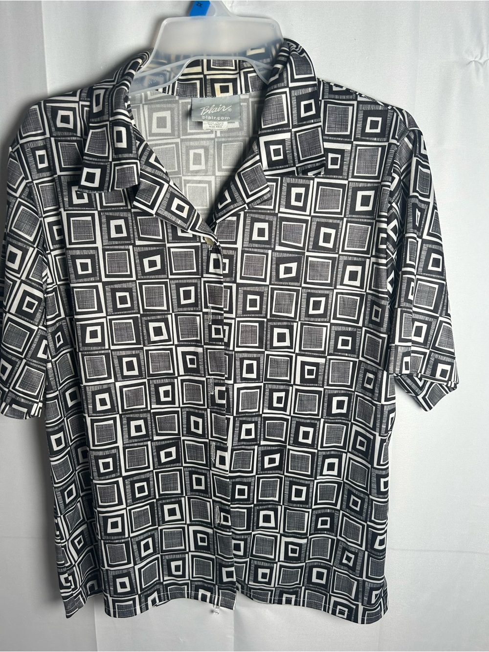 Blair Black and White Geometric Button-Down Shirt